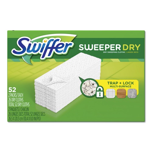 Cleaning Cloths | Swiffer 81216 10.4 in. x 8 in. Dry Refill Cloths - White (156/Carton) image number 0