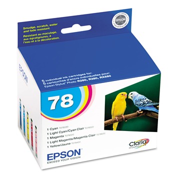 Epson 1290 Page-Yield T078920-S (78) Claria Ink - Cyan/Light Cyan/Light Magenta/Magenta/Yellow (5/Pack)