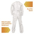Bib Overalls | Ansell KCC 49107 A20 Zip Front, Elastic-Back, Wrists, and Ankles Breathable Particle Protection Coveralls - Quadruple Extra Large, White (20/Carton) image number 2