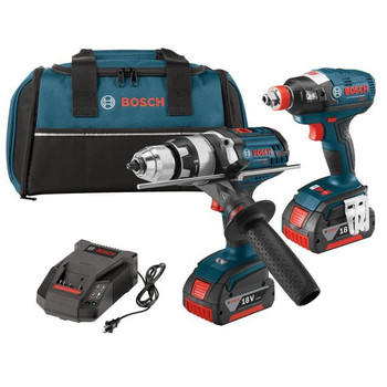 Factory Reconditioned Bosch 18V EC Brushless Lithium-Ion Brute Tough Drill Driver and Socket-Ready Hex Impact Driver Kit (4 Ah)