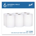 Cleaning & Janitorial Supplies | Scott 56158 8 in. x 800 ft. 1-Ply Universal 100 Percent Recycled Fiber Hard Roll Paper Towels - White (6/Carton) image number 2