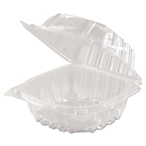 Just Launched | Dart C57PST1 5.8 in. x 6 in. x 3 in. ClearSeal Hinged-Lid Plastic Containers - Clear (125/Pack, 4 Packs/Carton) image number 0
