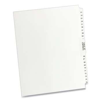 Avery 11 in. x 8.5 in. 26-Tab Preprinted Legal Exhibit Side 51 to 75 Tab Index Dividers - White (1-Set)