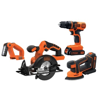 Black & Decker 20V MAX Lithium-Ion Cordless 4-Tool Combo Kit with 2 Batteries (1.5 Ah)