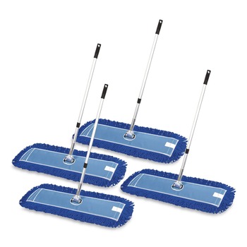 Gritt Commercial GRI17436T4PK 36 in. x 5 in. Microfiber Head 40 in. to 72 in. Silver Aluminum Handle Dust Mop with Telescopic Handle - Blue (4/Kit)