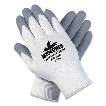MCR Safety 9674XL Ultra Tech Foam Seamless Nylon Knit Gloves - X-Large, White/Gray (1 Dozen)