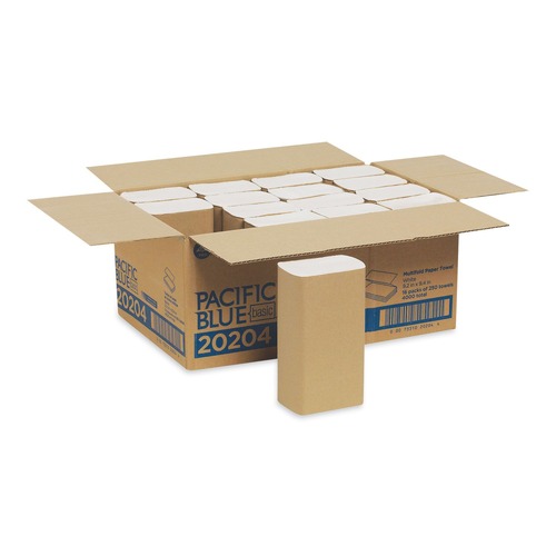 Paper Towels and Napkins | Georgia Pacific Professional 20204 9-1/4 in. x 9-1/2 in. Basic Folded Paper Towel - White (250/Pack 16 Pack/Carton) image number 0