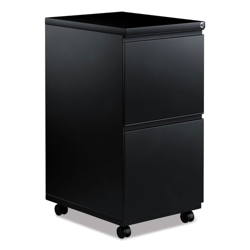 Office Carts & Stands | Alera ALEPBFFBL 14.96 in. x 19.29 in. x 27.75 in. 2 Legal/Letter-Size File Drawers Left or Right File Pedestal with Full-Length Pull - Black image number 0
