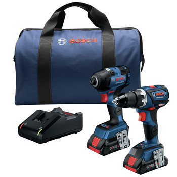 Factory Reconditioned Bosch GXL18V-238B25-RT 18V Compact Tough Connected-Ready EC Brushless Lithium-Ion 1/2 in. Cordless Drill Driver / 1/4 in. Hex Impact Driver Combo Kit with 2 Batteries (4 Ah)