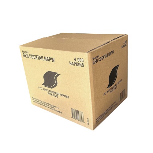 Paper Towels and Napkins | GEN GENCOCKTAILNAP 1-Ply 9 in. x 9 in. Cocktail Napkins - White (8 Packs/Carton, 500 Sheets/Pack) image number 0