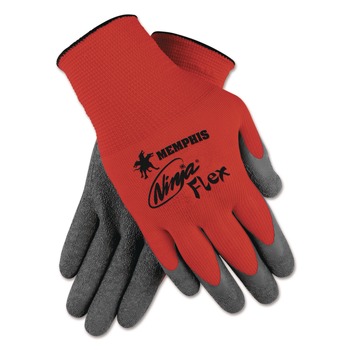MCR Safety Ninja Flex Latex Coated Palm Gloves N9680 Medium Red/Gray Dozen