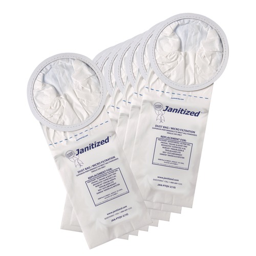 Bags and Filters | Janitized JAN-PTQV-2(10) Vacuum Filter Bags Designed to Fit ProTeam 6 qt. QuarterVac (100/Carton) image number 0