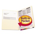 File Folders | Smead 34100 0.75 in. Expansion 1 Fastener Letter Size Interior Front-Cover Pocket Heavyweight End Tab Fastener Folders - Manila (50/Box) image number 4