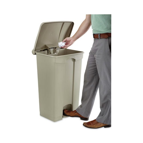 Trash & Waste Bins | Safco 9923TN 23 Gallon Large Capacity Plastic Step-On Receptacle - Tan image number 0