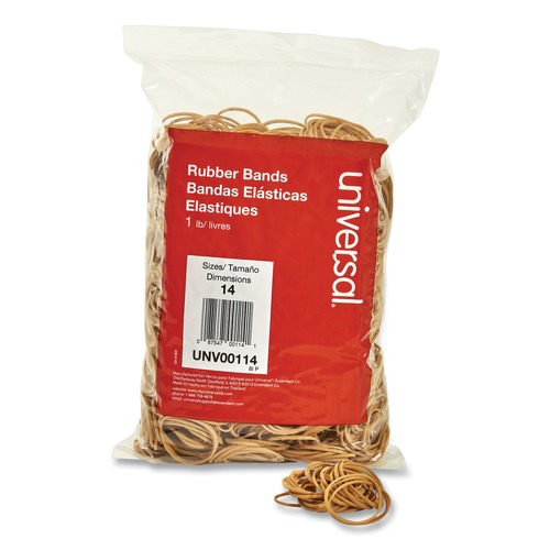 Customer Appreciation Sale - Save up to $60 off | Universal UNV00114 0.04 in. Gauge Rubber Bands - Size 14, Beige (2200/Pack) image number 0