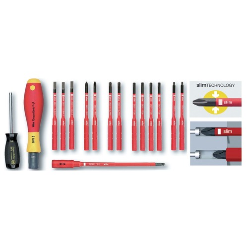 Hand Tool Sets | Wiha Tools 28792 (16-Piece) Insulated TorqueVario-S (18-62 in-lbs.) and SlimLine Blade Set image number 0