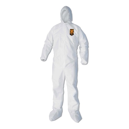 Bib Overalls | Ansell 44337 A40 Elastic-Cuff, Ankle, Hood and Boot Coveralls - 4X-Large, White (25/Carton) image number 0