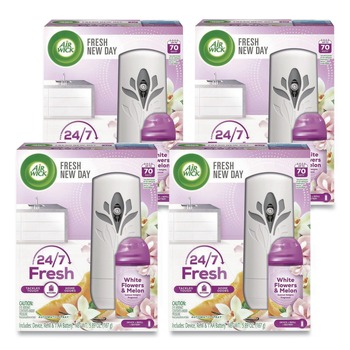 Air Wick 5.89 oz Freshmatic Ultra Automatic Starter Kit - White Flowers and Melon Summer Delights (4/Carton)