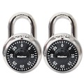 Office Jansan | Master Lock 1500-T 1.87 in. Wide Stainless Steel Combination Lock - Silver/Black (2/Pack) image number 0