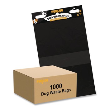 Furloo FLO2110 8.5 in. x 13.4 in. Open-Face Pet Waste Station Header Heavy-Duty Leak-Resistant Refill Bags - Black (1000/Carton)