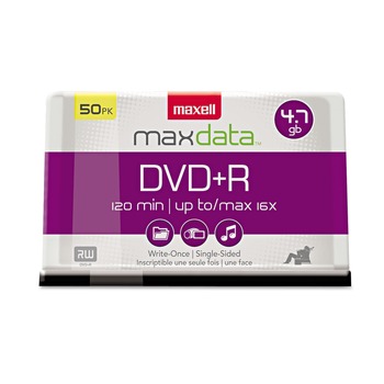 PRODUCTS | Maxell 639013 Dvdplusr High-Speed Recordable Disc, 4.7 Gb, 16x, Spindle, Silver, 50/pack