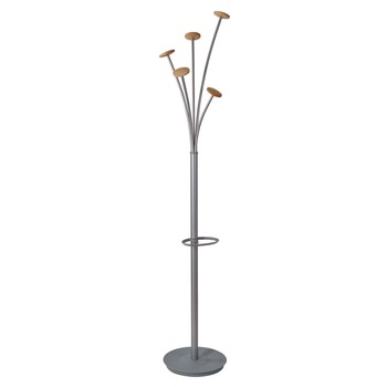 Alba 13.97 x 14 x 73.62 Festival 5-Knob Coat Stand with Umbrella Holder - Gray