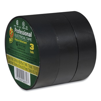 Duck 0.75 in. x 50 ft. 1 in. Core Pro Electrical Tape - Black (3/Pack)