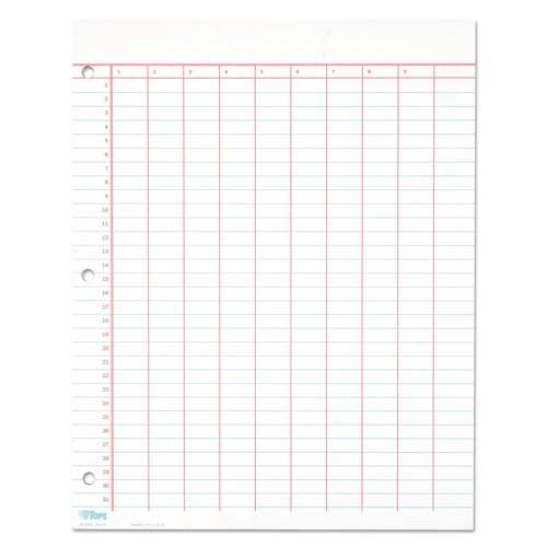 Office Jansan | TOPS 3619 8.5 in. x 11 in. 10 Columns Data/Lab-Record Format Wide/Legal Rule Data Pad with Numbered Column Headings - White (50 Sheets/Pad) image number 0