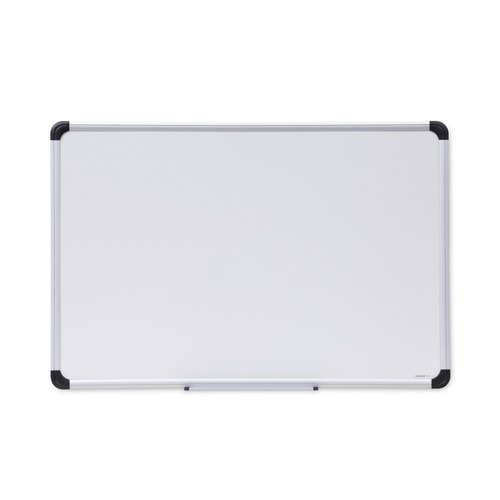 Office Jansan | Universal UNV43841 36 in. x 24 in. Deluxe Porcelain Magnetic Dry Erase Board - White Surface, Aluminum Frame image number 0