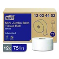 Toilet Paper | Tork 12024402 Advanced 3.48 in. x 751 ft. 2-Ply Septic Safe Mini-Jumbo Roll Bath Tissue - White (12/Carton) image number 9