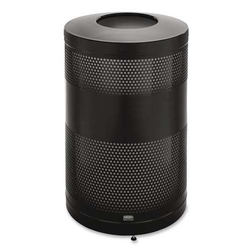 Trash & Waste Bins | Rubbermaid Commercial FGS55ETBKPL 51 gal. Classics Perforated Steel Open Top Receptacle - Black image number 0