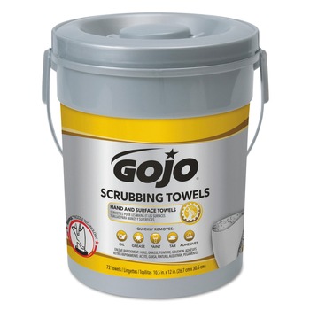 GOJO Industries 10.5 in. x 12 in. 2-Ply Hand Cleaning Scrubbing Towels - Fresh Citrus Silver/Yellow