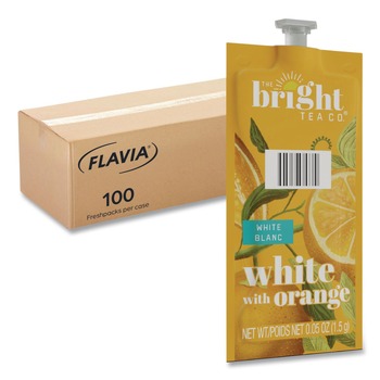 FLAVIA 48024 0.05 oz. Pouch The Bright Tea Co. Freshpack - White with Orange (100/Carton)