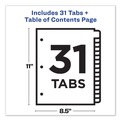 Office Jansan | Avery 11128 Ready Index 11 in. x 8.5 in. 31-Tab Customizable TOC 1 to 31 Tab Dividers - Black/White (1-Set) image number 3