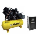 Stationary Air Compressors | EMAX EP25H120V3PKG 25 HP 120 Gallon Oil-Lube Stationary Air Compressor with 115V 14 Amp Refrigerated Corded Air Dryer Bundle image number 0