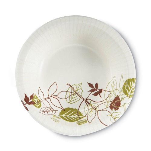 Bowls and Plates | Dixie SX20PATH Pathways Heavyweight 20 oz. Paper Bowls - White/Green/Burgundy (125/Pack) image number 0