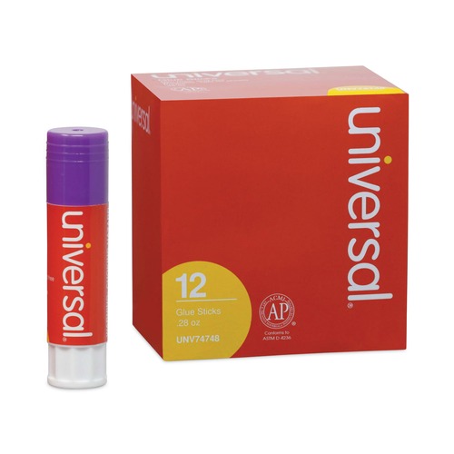  | Universal UNV74748 0.28 oz. Glue Sticks - Purple, Clear Dry (12-Piece/Pack) image number 0