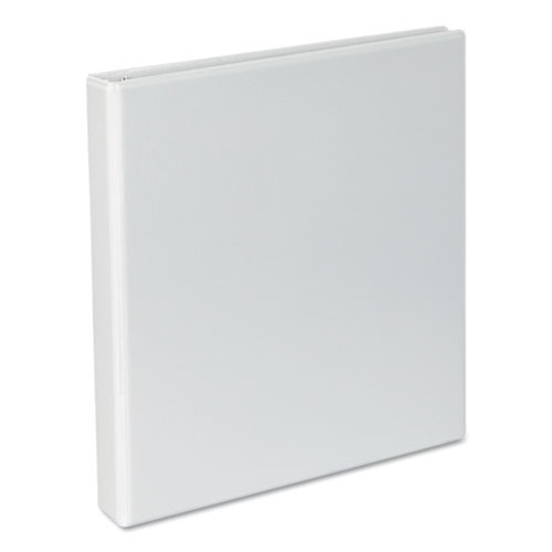 Office Jansan | Universal UNV20742 11 in. x 8.5 in. 1 in. Capacity 3 Rings Slant D-Ring View Binder - White image number 0