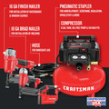 Nail Gun Compressor Combo Kits | Factory Reconditioned Craftsman CMEC3KITR 0.8 HP 6 Gallon Oil-Free Pancake Air Compressor with 3 Nailers Combo Kit image number 1