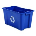Trash & Waste Bins | Rubbermaid Commercial FG571873BLUE 18 Gallon Polyethylene Stacking Recycle Bin - Blue image number 2