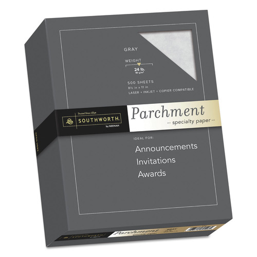 Office Jansan | Southworth 974C 24 lbs. Bond Weight 8.5 in. x 11 in. Parchment Specialty Paper - Gray (500/Box) image number 0