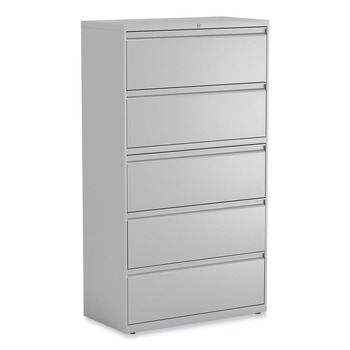 Alera 36 in. x 18.63 in. x 67.63 in. 5 Lateral File Drawer - Legal/Letter/A4/A5 Size - Light Gray