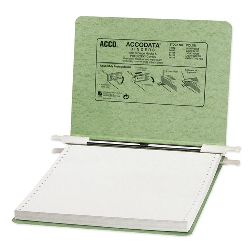 Office Jansan | ACCO A7054115A PRESSTEX 9.5 in. x 11 in. 6 in. Capacity 2 Posts Post Binders with Storage Hooks - Light Green image number 0