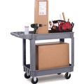 Utility Carts | Boardwalk UC4018BWK23 17.25 in. x 40 in. x 33.5 in. 2-Shelf Plastic Utility Cart - Gray image number 6