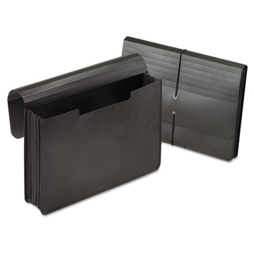 Office Jansan | Pendaflex 82014EE 5.25 in. Expansion 1 Section Elastic Cord Closure Legal Size Expanding Portfolio - Black image number 0