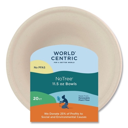 Bowls and Plates | World Centric BORT-SC-U11 6 in. x 6 in. x 1.7 in. 20 oz. Fiber Bowls - Natural (20/Pack) image number 0