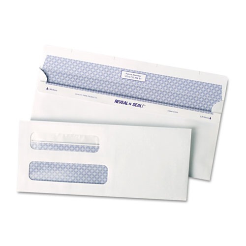 Office Jansan | Quality Park QUA67539 3.63 in. x 8.63 in. #8 5/8 Commercial Flap Self-Adhesive Closure Reveal-N-Seal Envelope - White (500/Box) image number 0