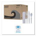 Cutlery | Boardwalk BWKFKTNHWPSWH 4-Piece Heavyweight Fork/Knife/Napkin/Teaspoon Cutlery Kit - White (250/Carton) image number 4