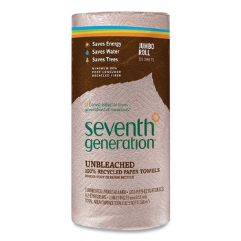 Seventh Generation 100% Recycled 11 in. x 9 in. 2-Ply Paper Kitchen Towel Rolls - Brown (120/Roll, 30 Rolls/Carton)