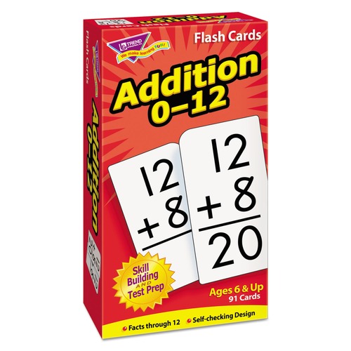 Office & Office Supplies | TREND T53101 3 in. x 6 in. Addition Skill Drill Flash Cards - Black and White (1-Set) image number 0